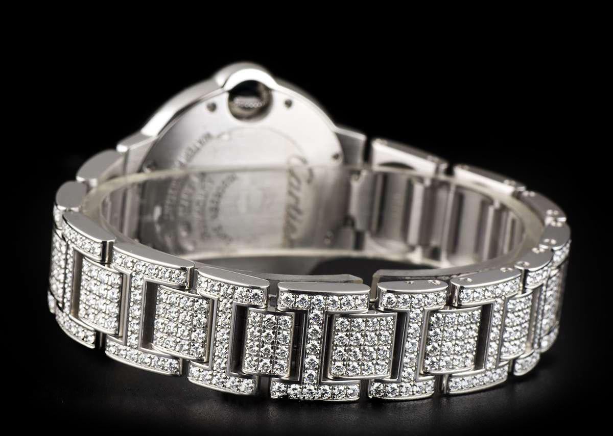 Cartier Ladies White Gold Fully Loaded Diamond Ballon Bleu Automatic Wristwatch 1
