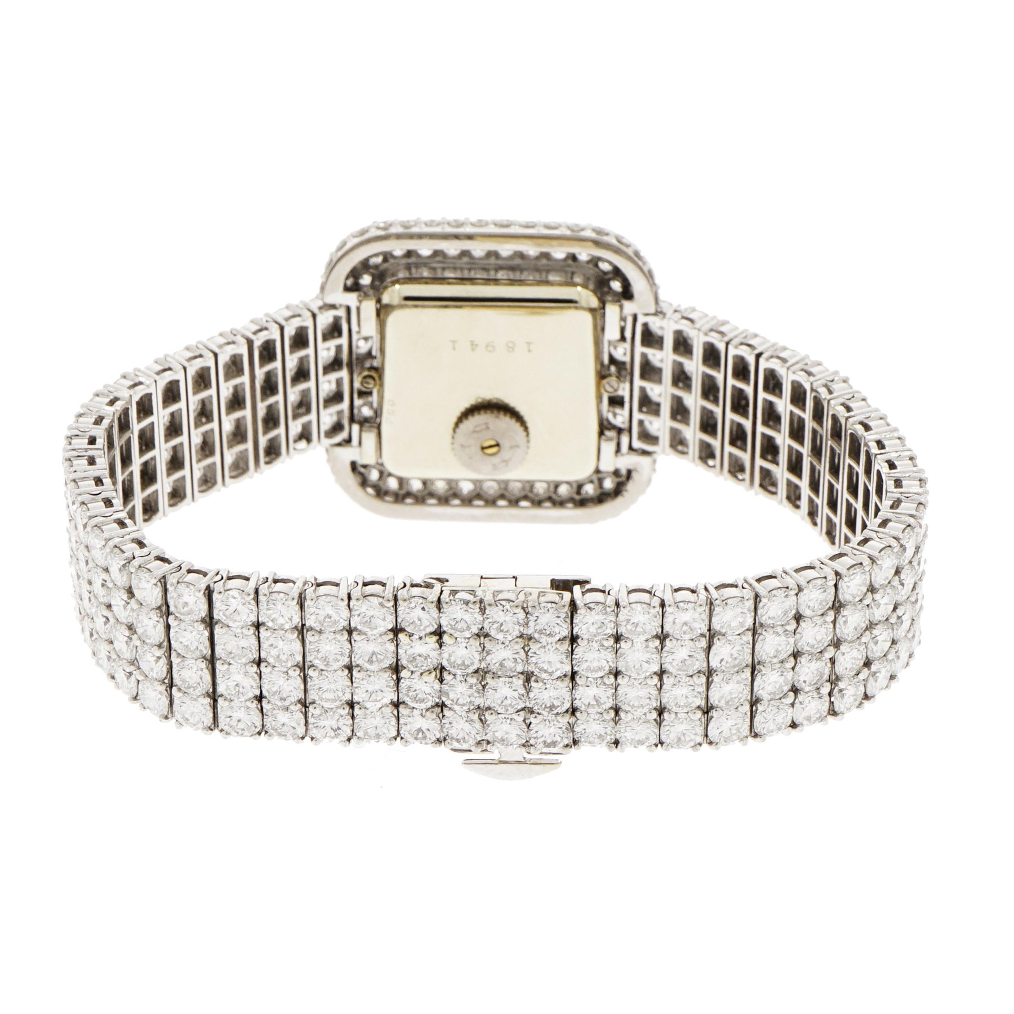 Modern Cartier Ladies White Gold Pave Diamond Manual Wristwatch
