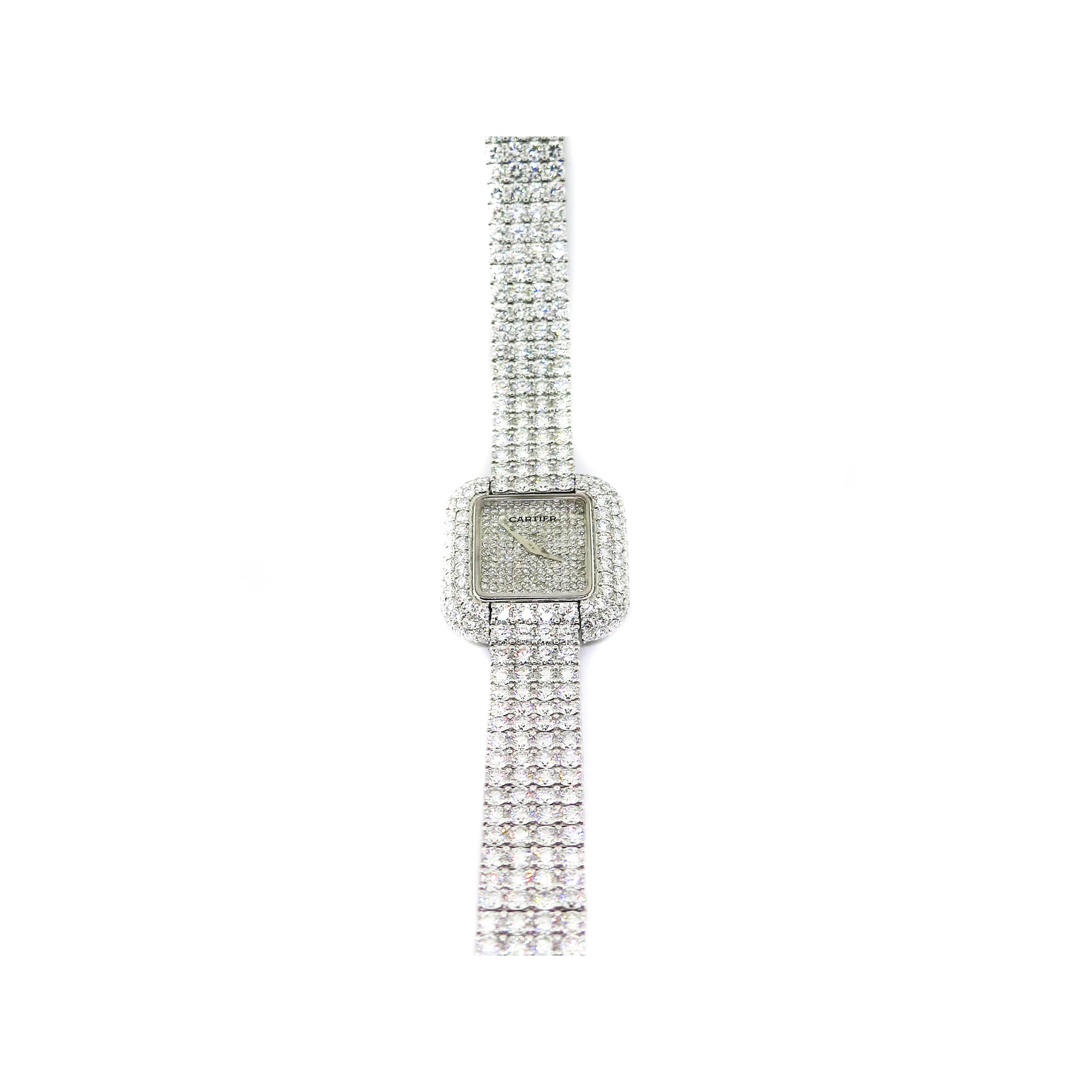 Cartier Ladies White Gold Pave Diamond Manual Wristwatch 1