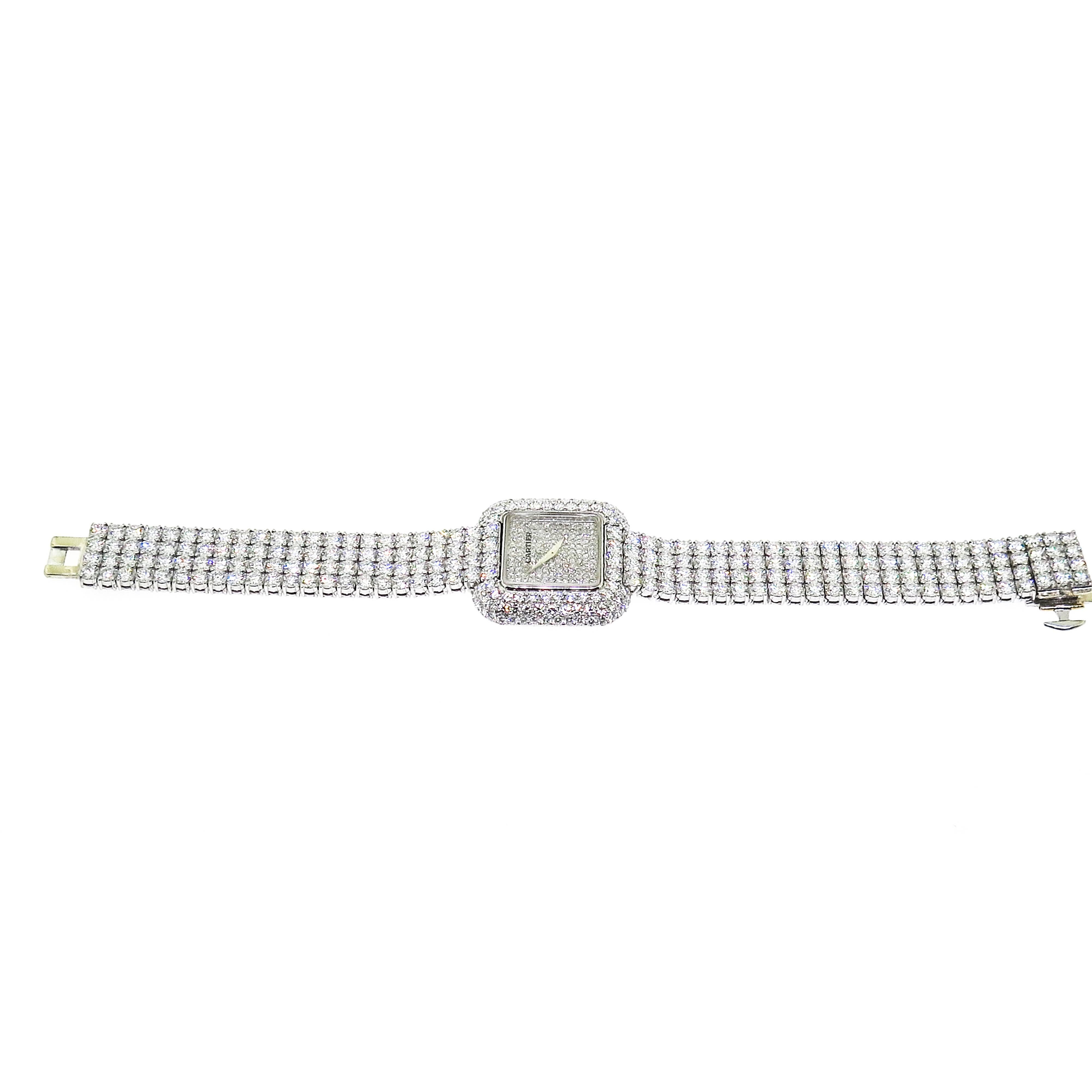 Cartier Ladies White Gold Pave Diamond Manual Wristwatch 2