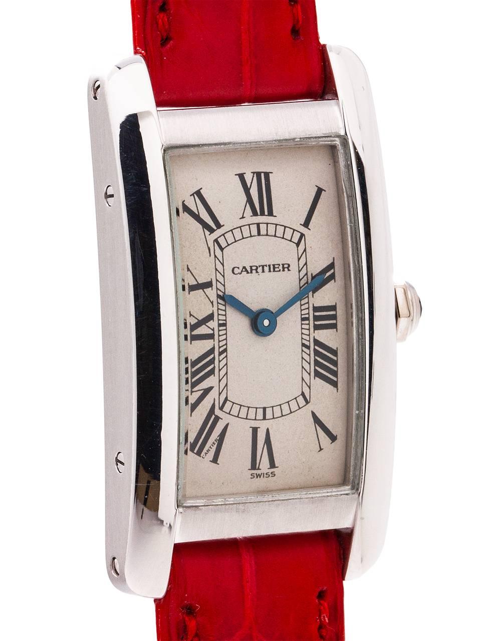 Cartier Ladies White Gold Tank Americaine quartz wristwatch, circa 1990s In Excellent Condition For Sale In West Hollywood, CA