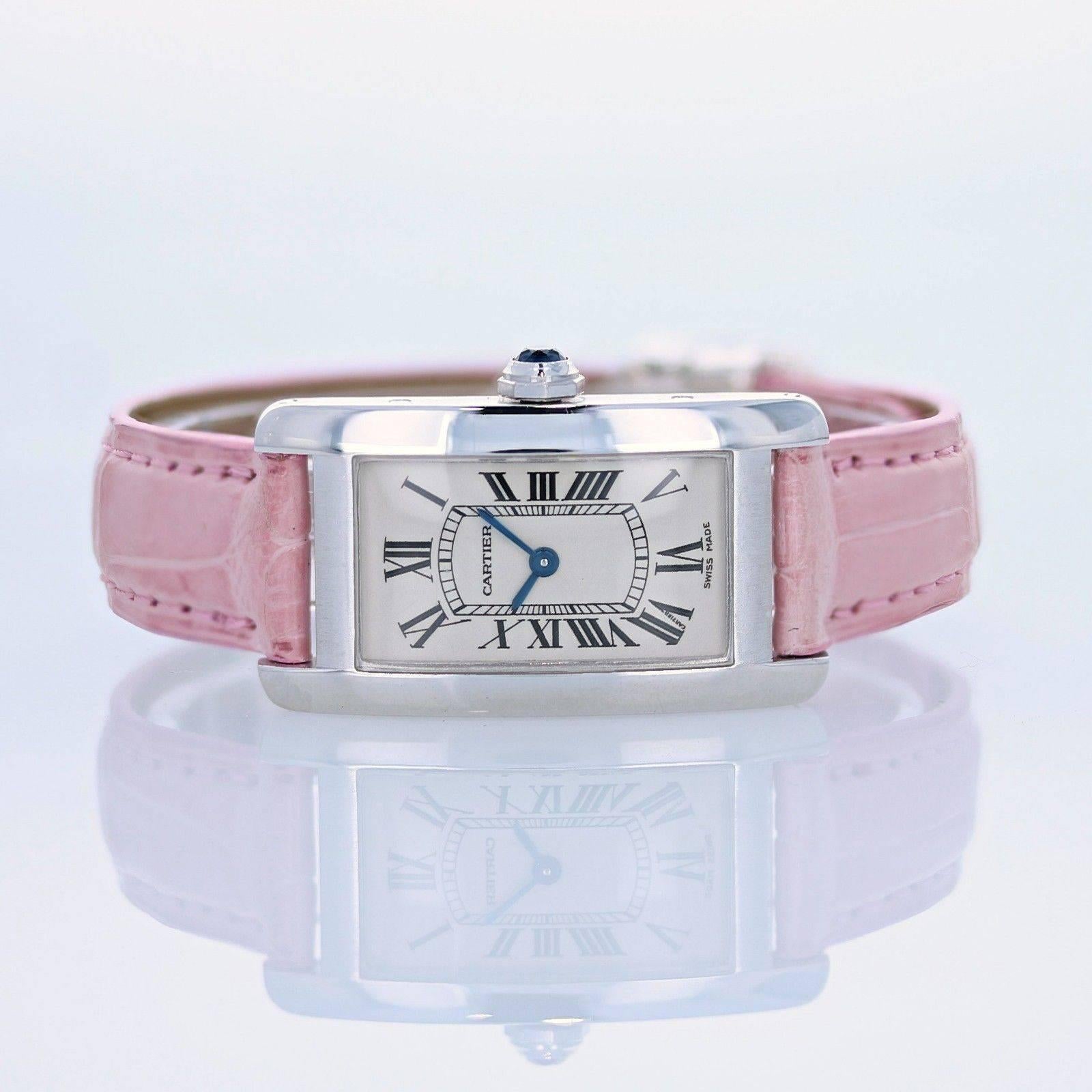 Women's or Men's Cartier Ladies White Gold Tank Americaine Quartz Wristwatch