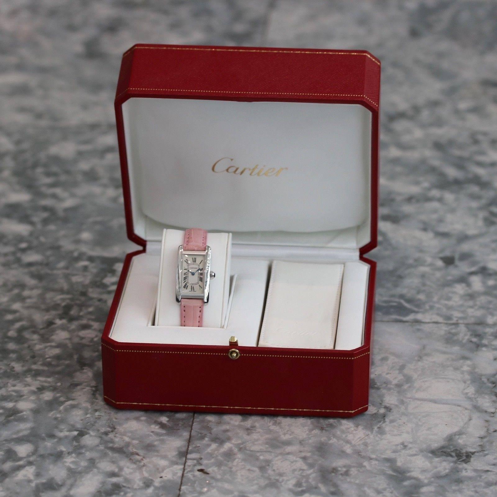 Cartier Ladies White Gold Tank Americaine Quartz Wristwatch 2