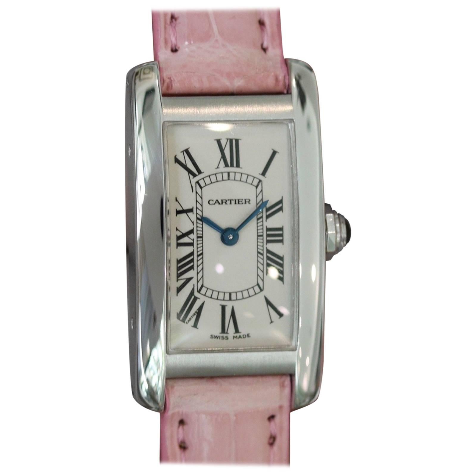 Cartier Ladies White Gold Tank Americaine Quartz Wristwatch