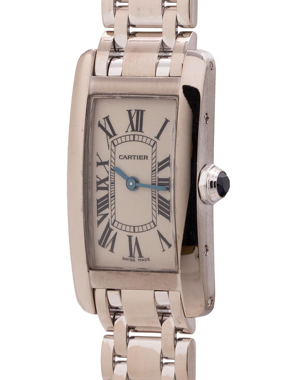 Cartier Ladies White Gold Tank American quartz Wristwatch, circa 1990s In Excellent Condition In West Hollywood, CA