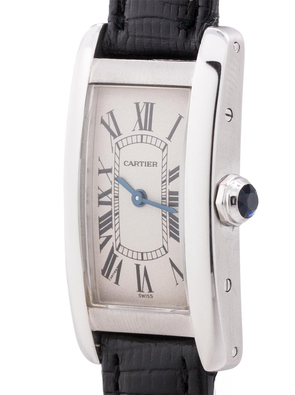 Cartier Ladies White Gold Tank American Quartz Wristwatch, circa 1990s In Excellent Condition In West Hollywood, CA