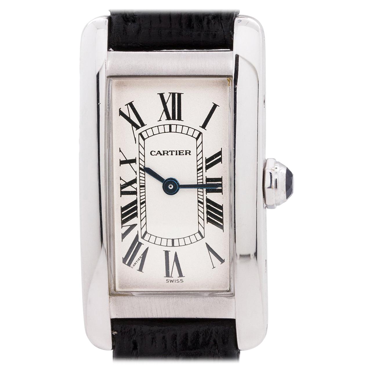 Cartier Ladies White Gold Tank American Quartz Wristwatch, circa 1990s