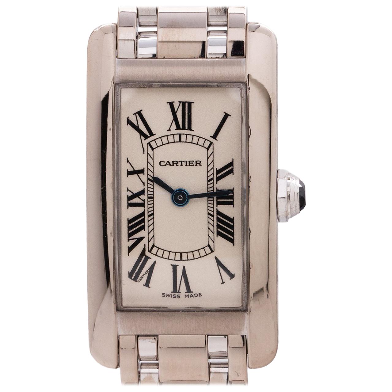 Cartier Ladies White Gold Tank American quartz Wristwatch, circa 1990s