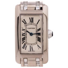 Vintage Cartier Ladies White Gold Tank American quartz Wristwatch, circa 1990s