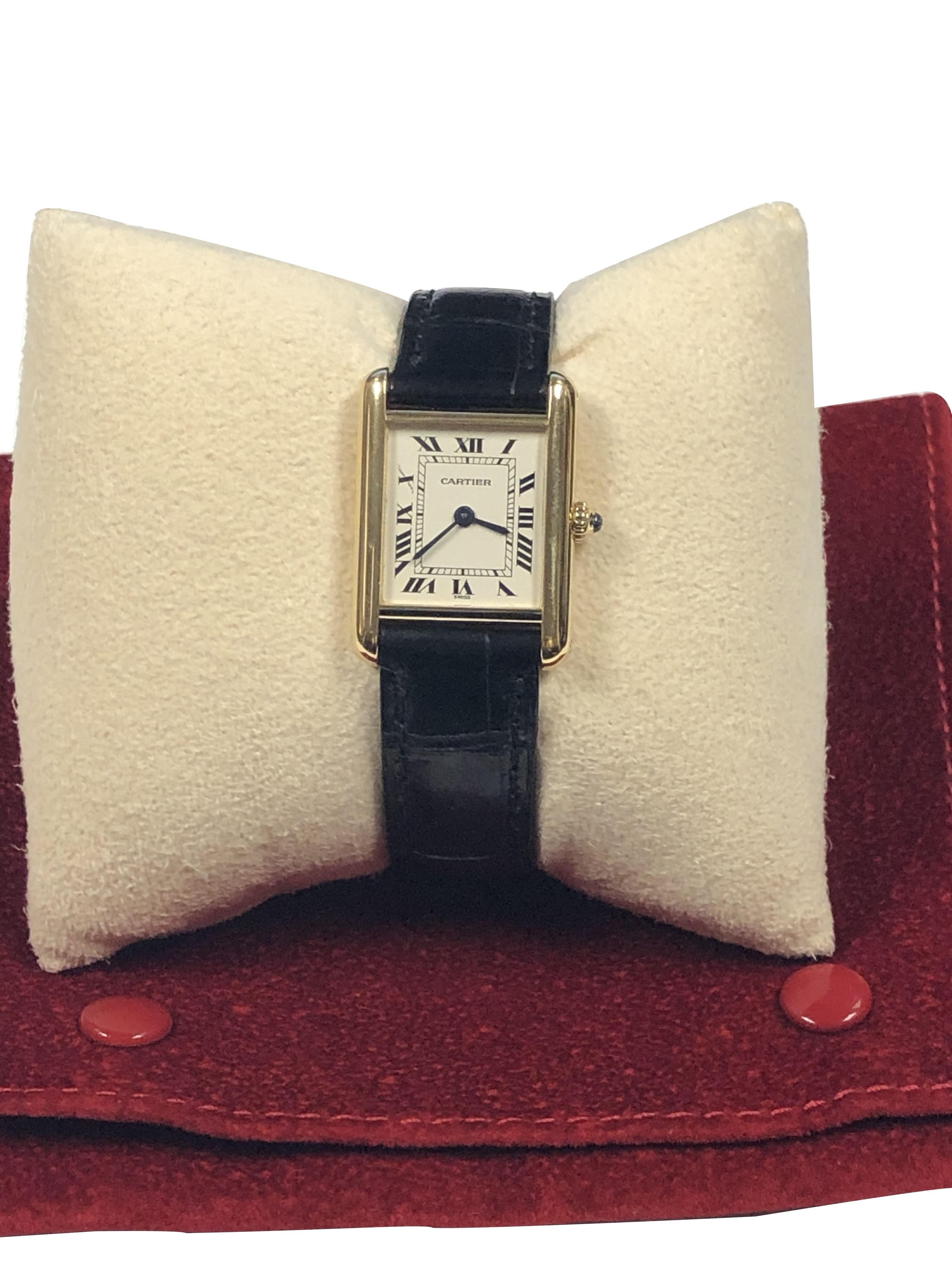 Cartier Ladies Yellow Gold Classic Tank Quartz Wrist Watch 2