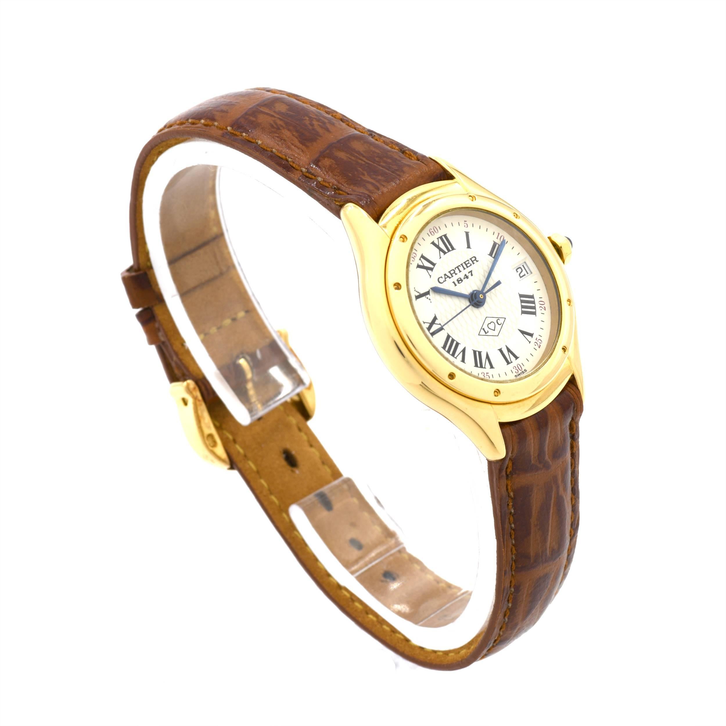 Cartier Ladies yellow Gold Cougar Anniversary Edition Quartz Wristwatch  In Good Condition In Stamford, CT
