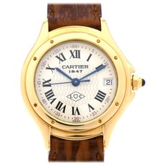 Cartier Damen Gelbgold Cougar Jubiläumsausgabe Quarz Armbanduhr