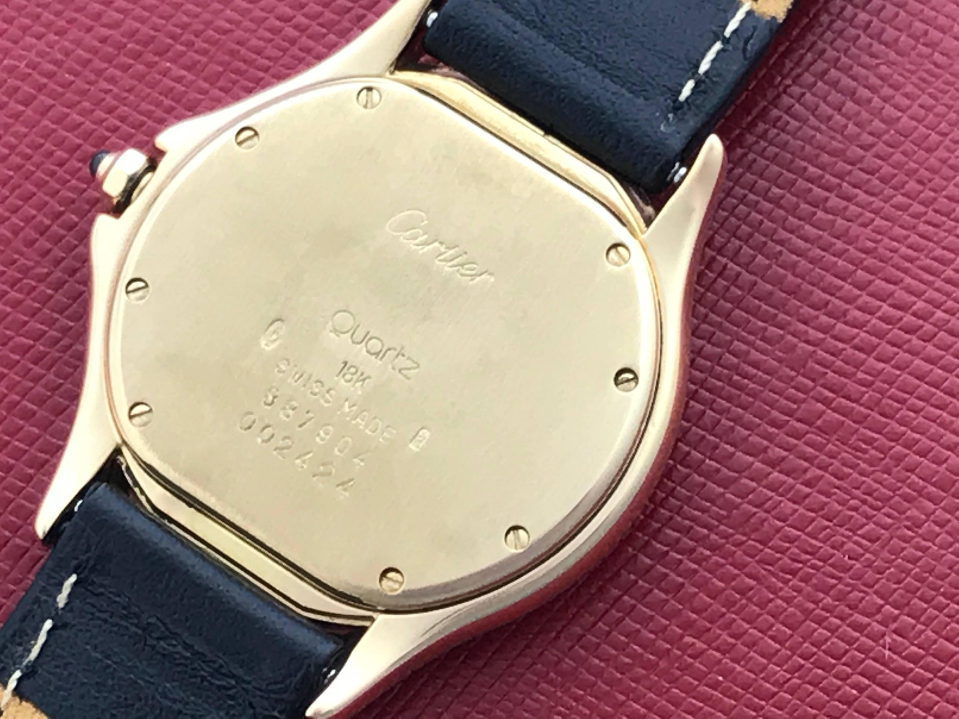 Women's Cartier Mens Yellow Gold Cougar Quartz Wristwatch For Sale