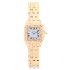 Vintage Cartier Ladies Yellow Gold Diamond Panther Quartz Wristwatch