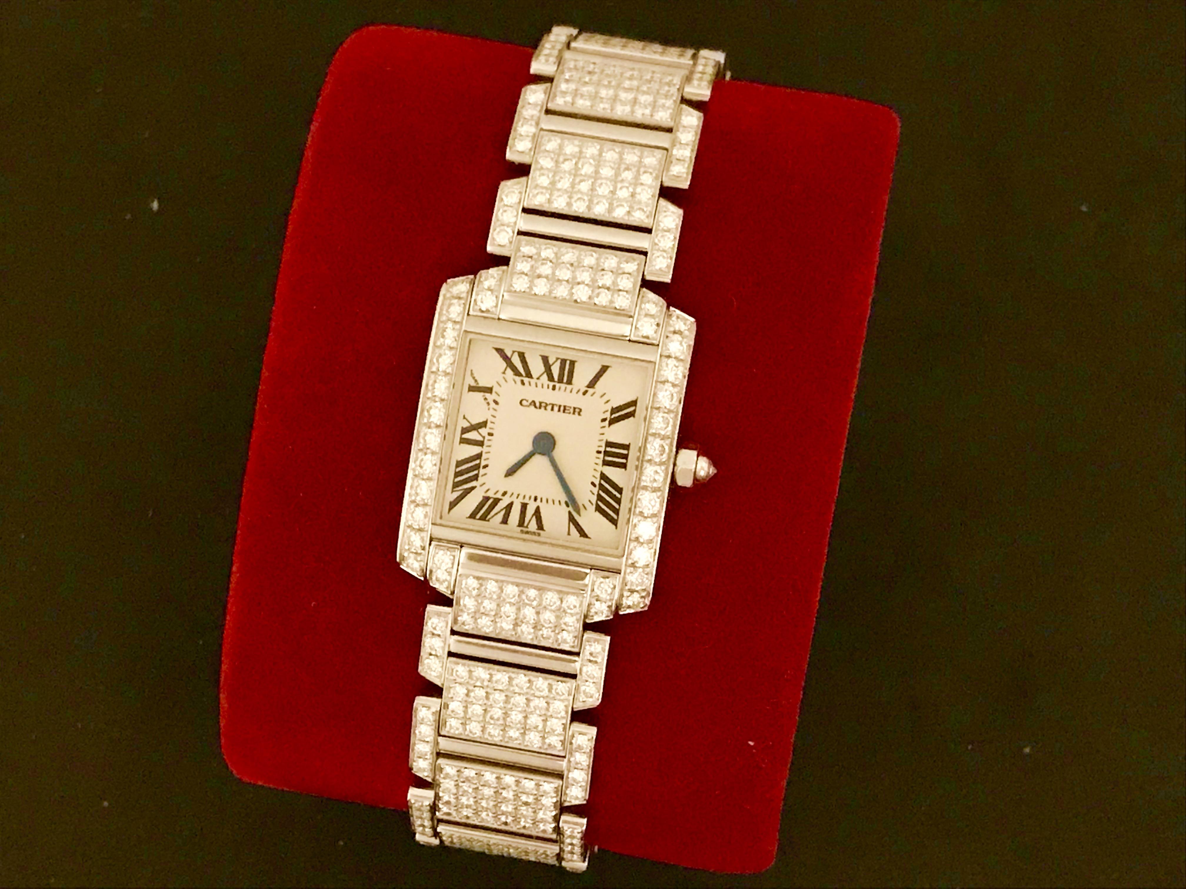 Contemporary Cartier Ladies Yellow Gold Diamond Tank Francaise Quartz Wristwatch