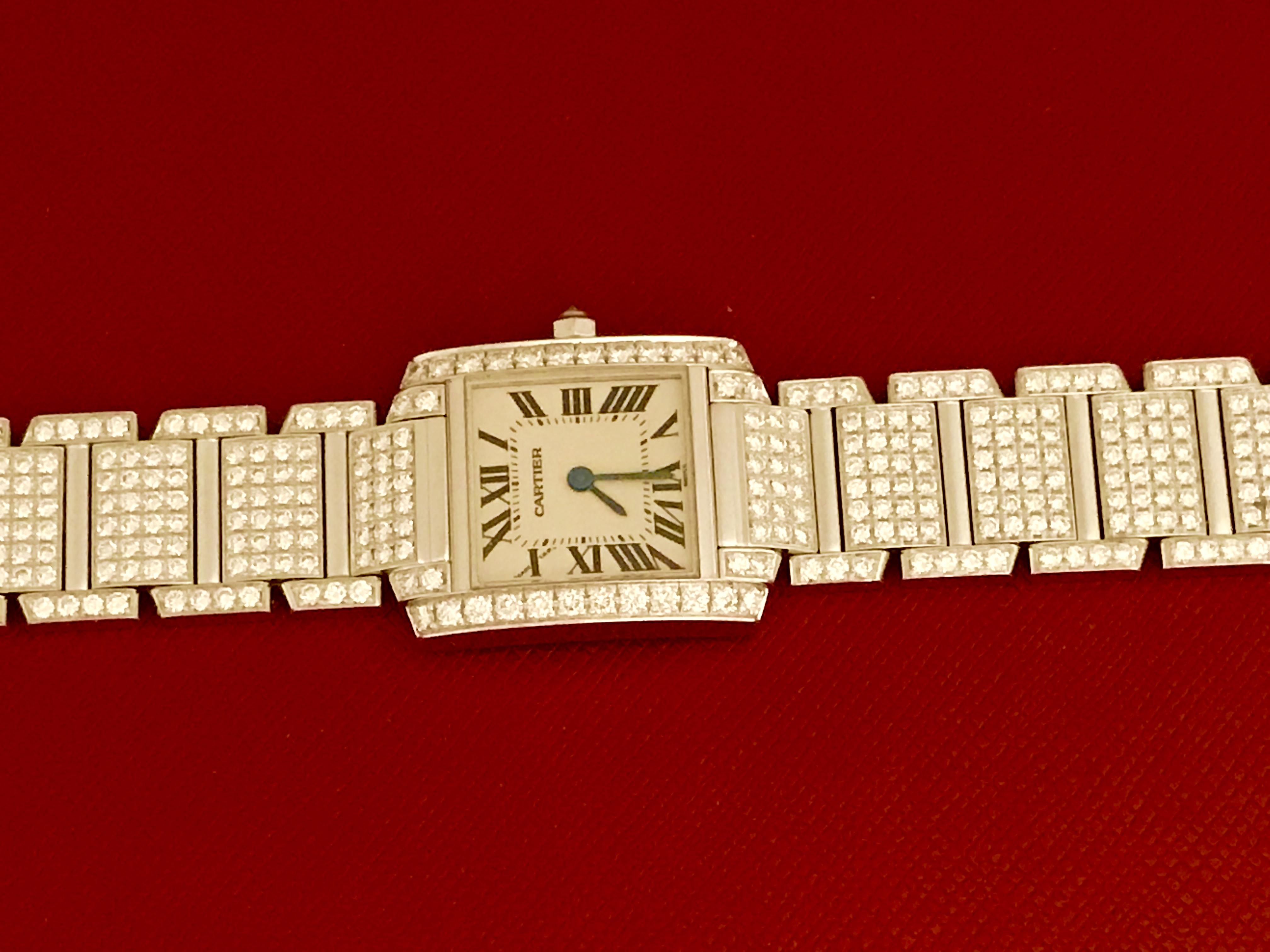 Cartier Ladies Yellow Gold Diamond Tank Francaise Quartz Wristwatch 1