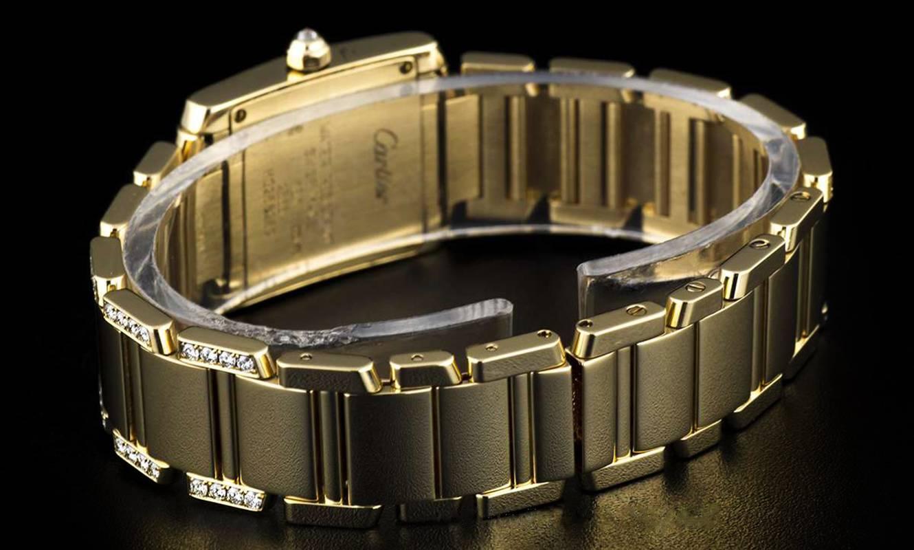 Cartier Ladies Yellow Gold Diamond Tank Francaise Roman Dial Quartz Wristwatch 3