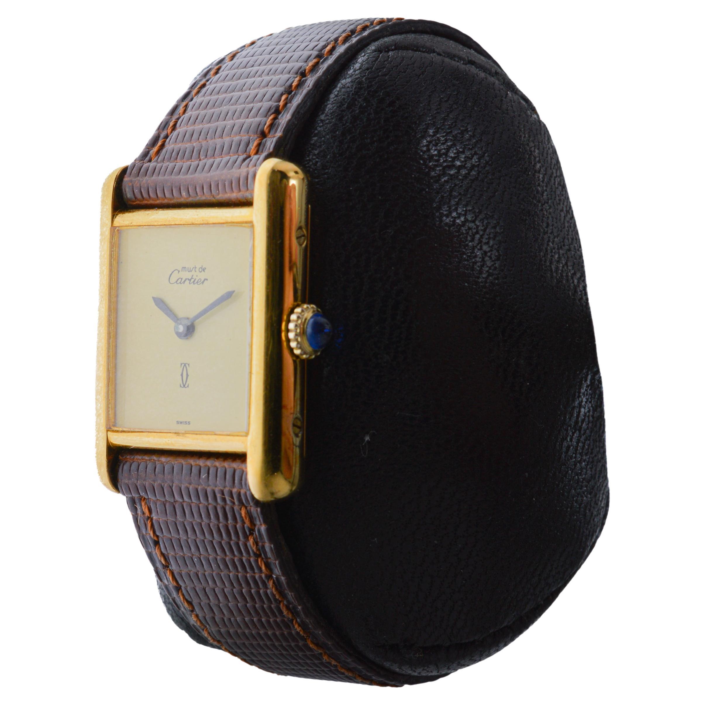 Reloj de pulsera Cartier para señora en oro amarillo circa 1970's Todo original en venta 7