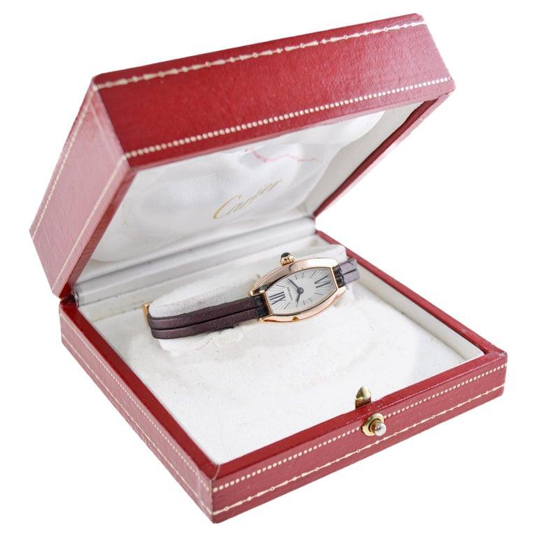 Cartier Ladies Yellow Gold Lanieres Quartz Watch with Original Box and Strap For Sale