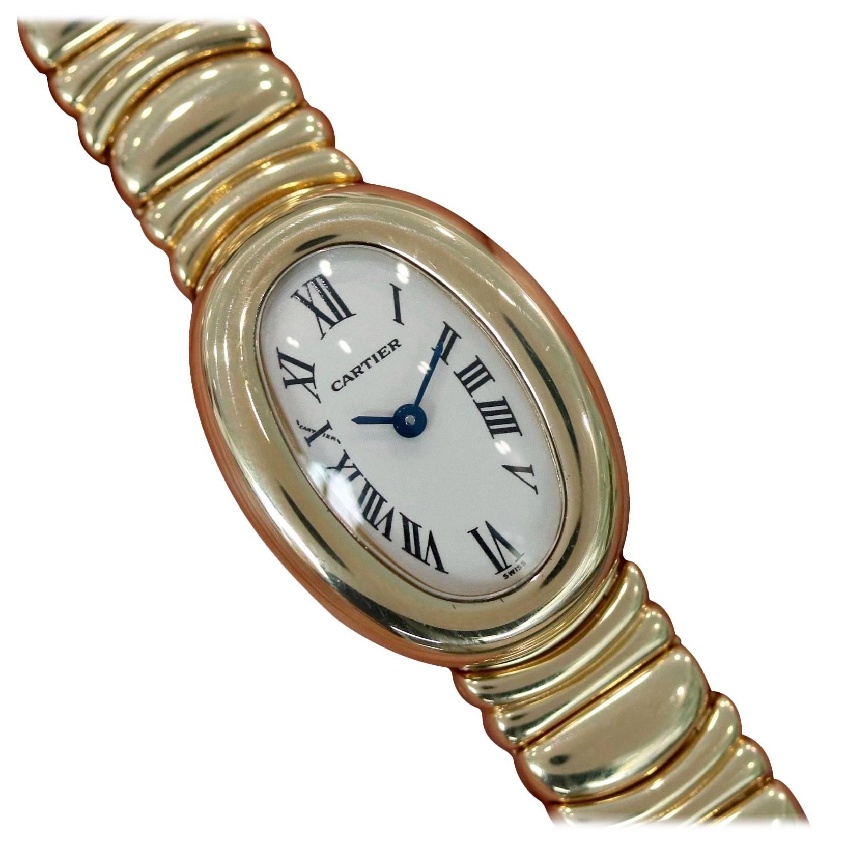 Cartier Ladies Yellow Gold Mini Baignoire Quartz Wristwatch