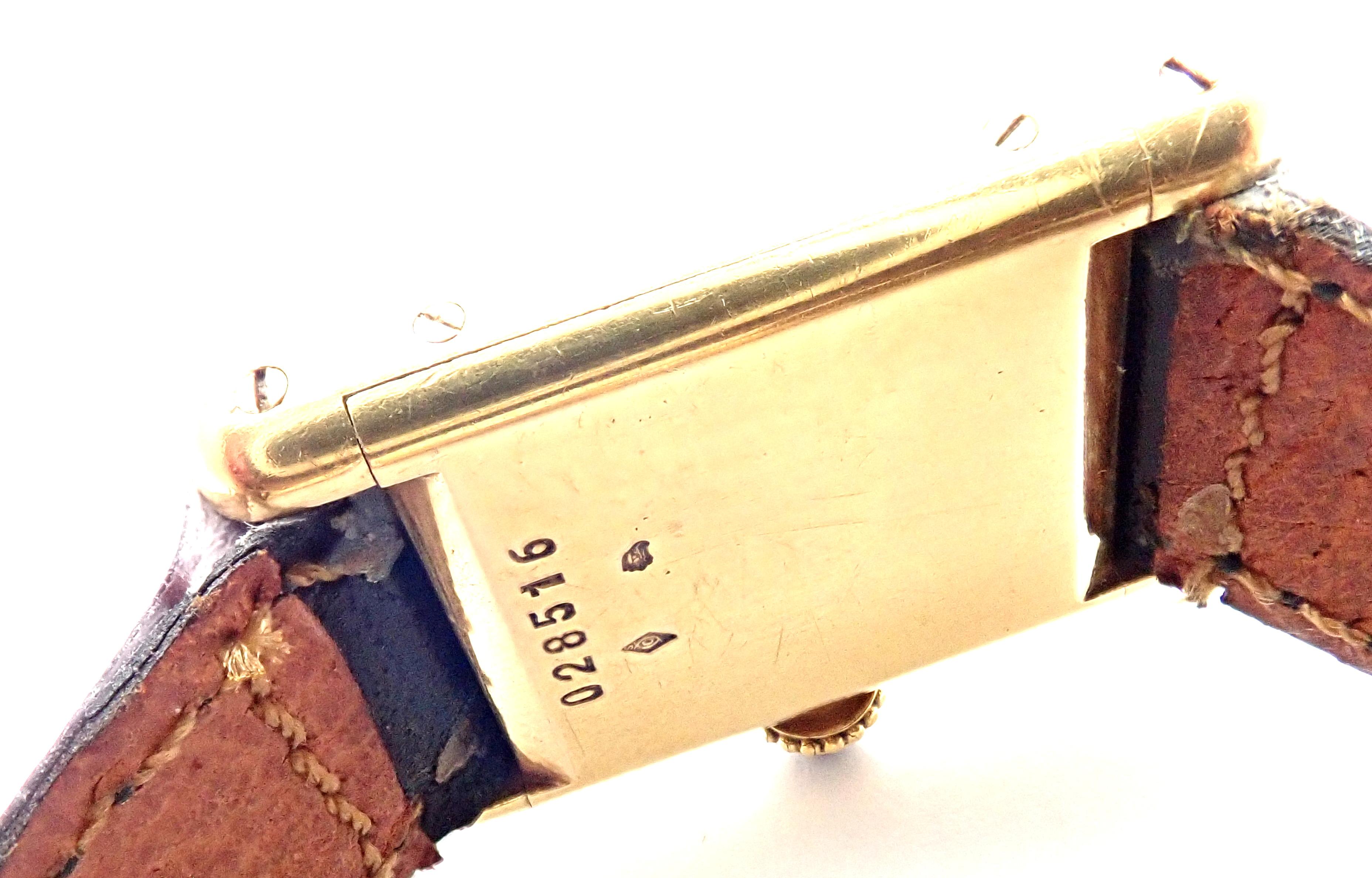 Cartier Ladies Yellow Gold Mini Tank Wristwatch In Excellent Condition In Southampton, PA