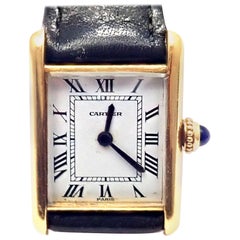 Vintage Cartier Ladies Yellow Gold Mini Tank Wristwatch