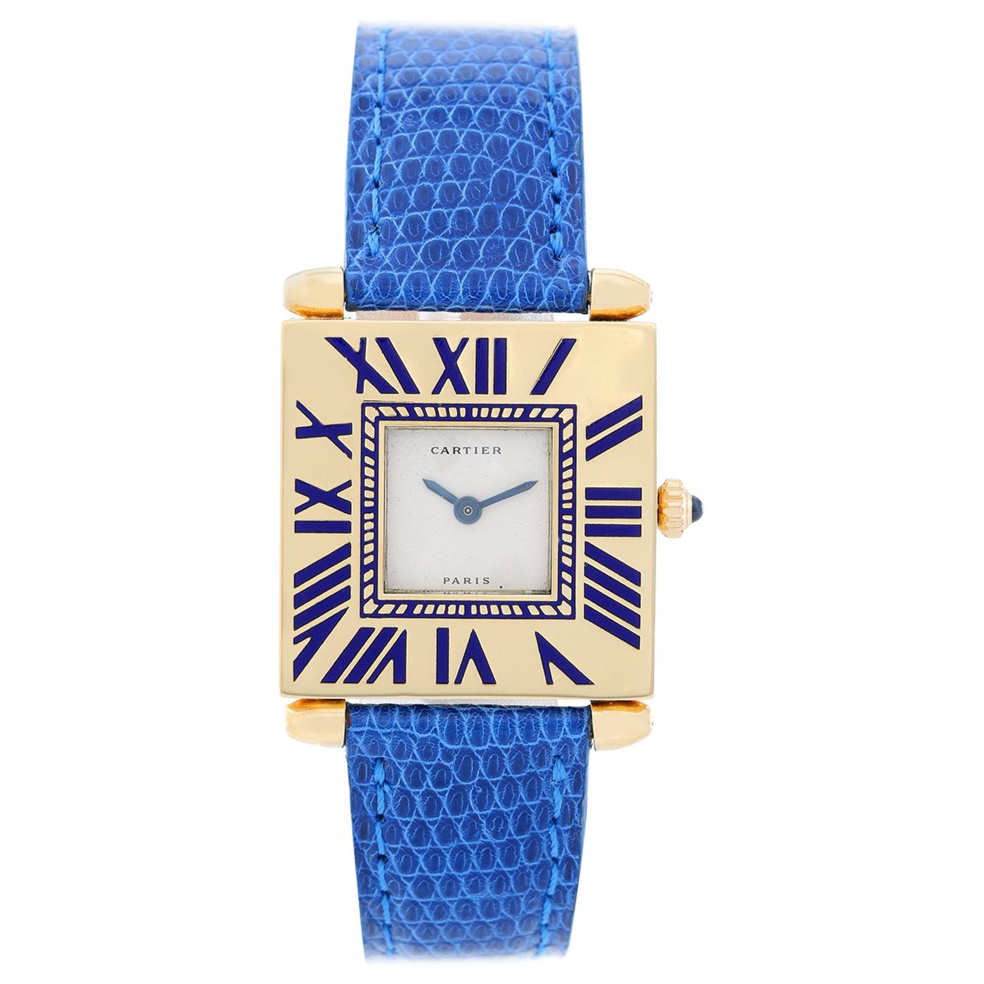 Cartier Ladies Yellow Gold Quadrant Quartz Wristwatch at 1stDibs