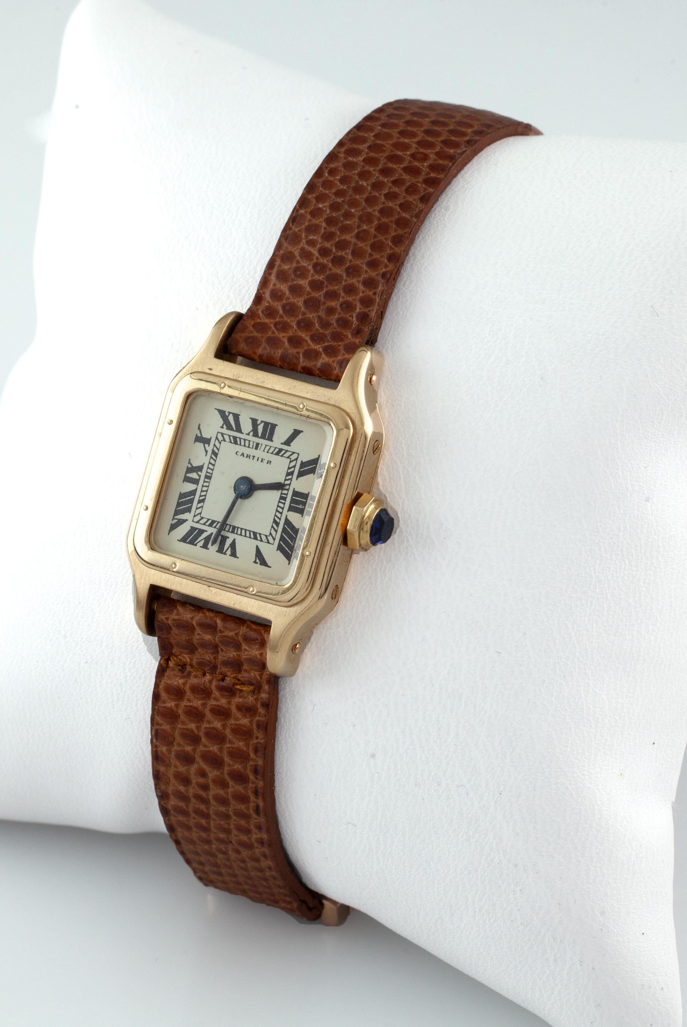Women's or Men's Cartier Ladies Yellow Gold Santos Manual Wind Wristwatch, circa 1940s
