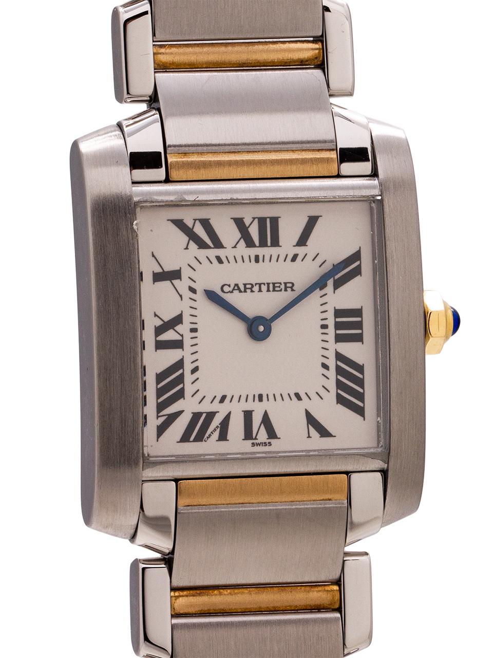 Cartier Ladies Yellow Gold Stainless Steel Tank Francaise Wristwatch, c2000 In Excellent Condition In West Hollywood, CA