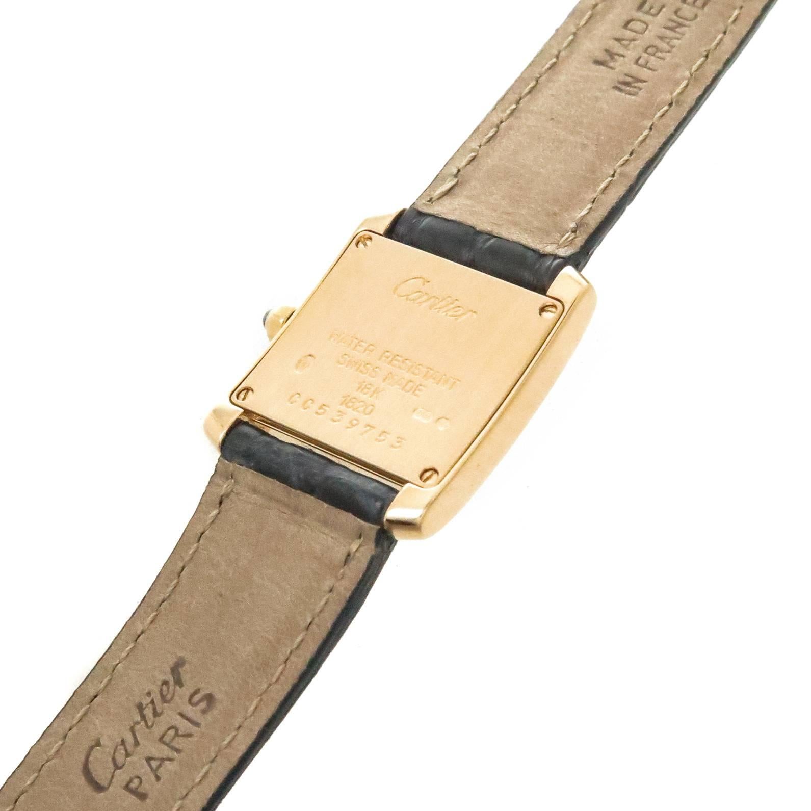 Cartier Ladies Yellow Gold Tank Francaise Quartz Wristwatch In Excellent Condition In Chicago, IL