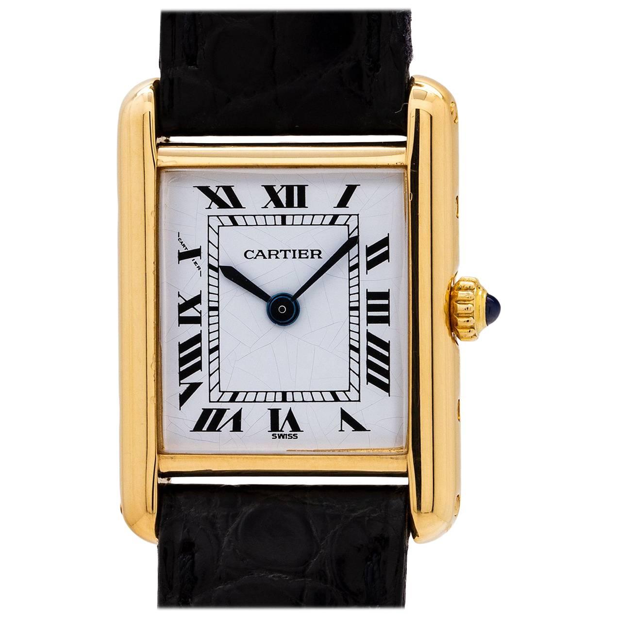 Cartier Ladies Yellow Gold Tank Louis manual wind Wristwatch, circa 1970s