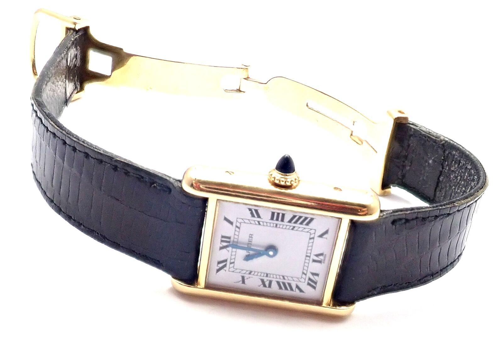 Cartier Ladies Yellow Gold Tank Wristwatch In Excellent Condition In Holland, PA
