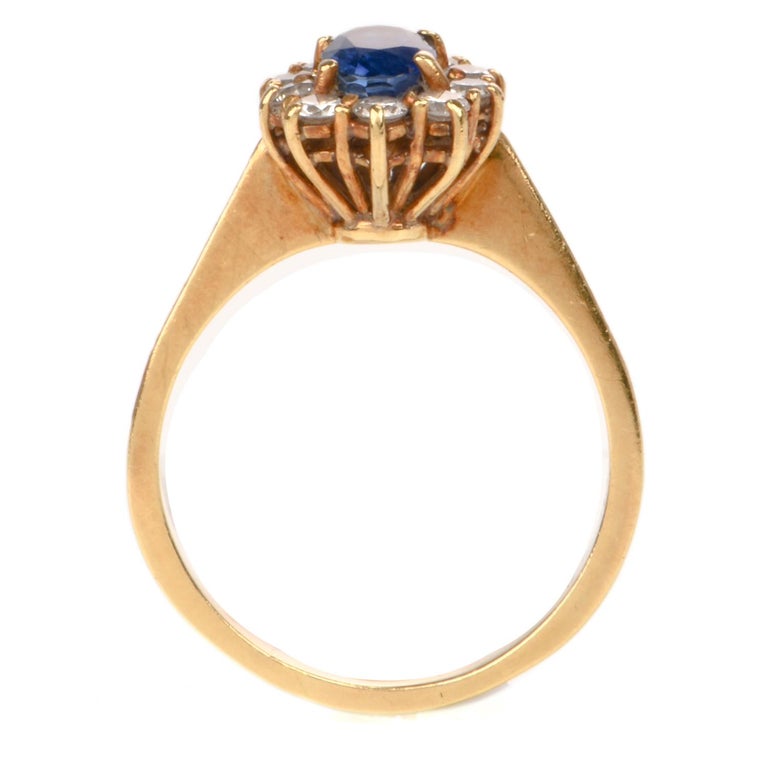 1980’s Cartier Lady Diana Sapphire Diamond 18 Karat Gold Ring For Sale