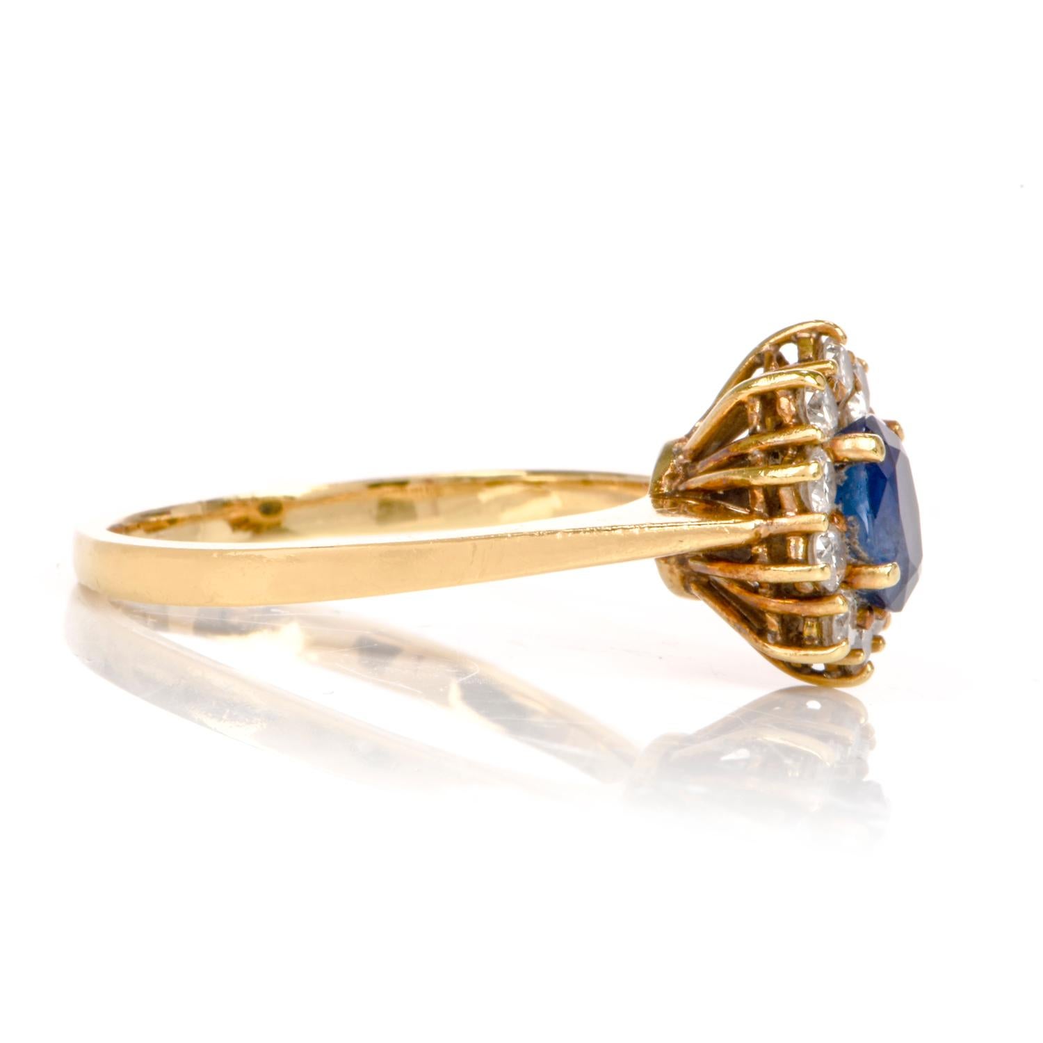 Art Deco 1980’s Cartier Lady Diana Sapphire Diamond 18 Karat Gold Ring