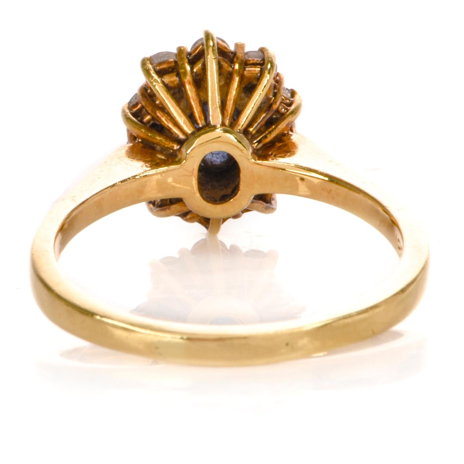 Women's 1980’s Cartier Lady Diana Sapphire Diamond 18 Karat Gold Ring