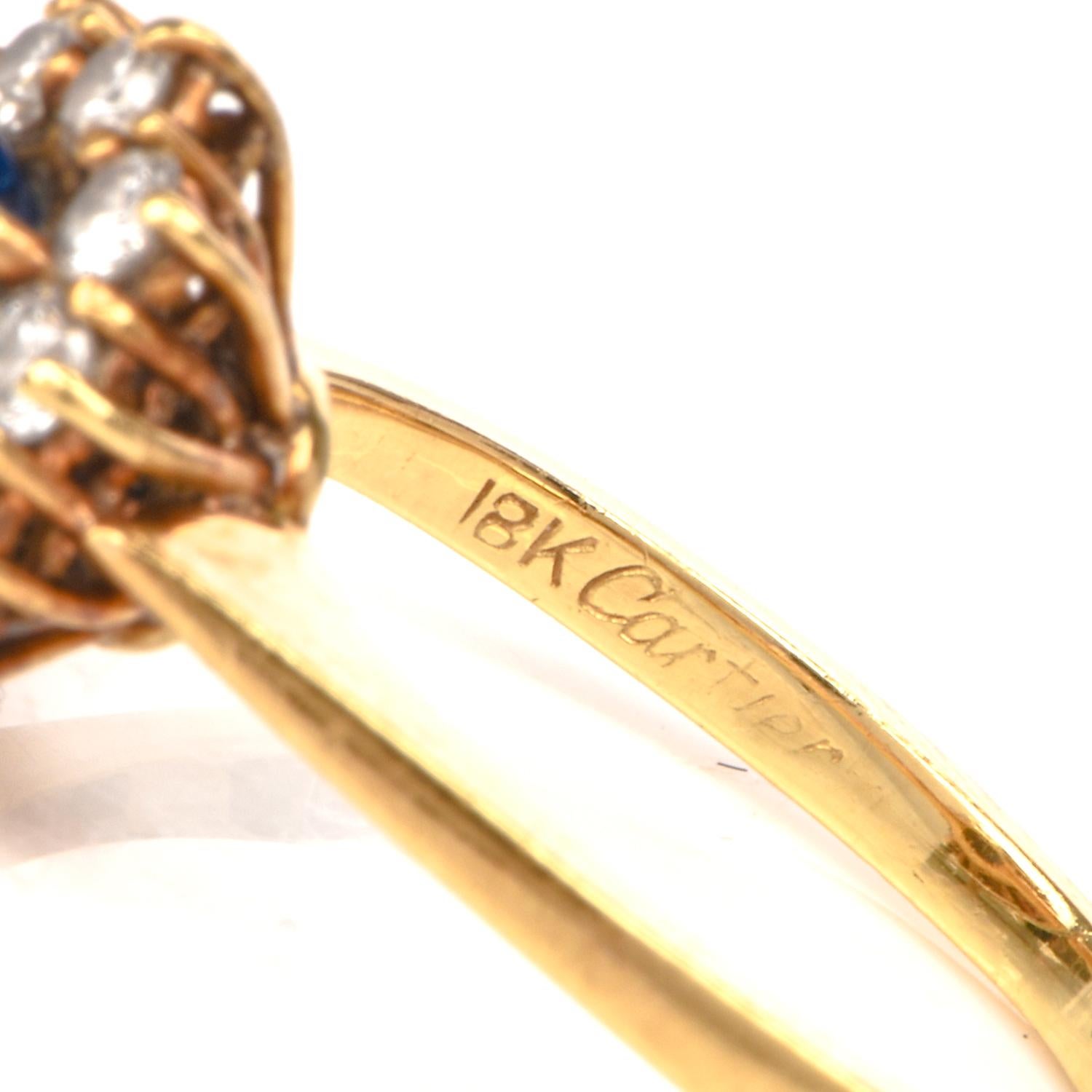 1980’s Cartier Lady Diana Sapphire Diamond 18 Karat Gold Ring 1