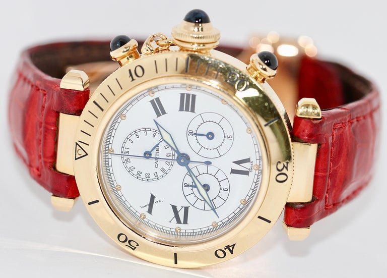 Cartier Lady Pasha Chronograph Date, 18 Karat Gold and Full Cartier ...