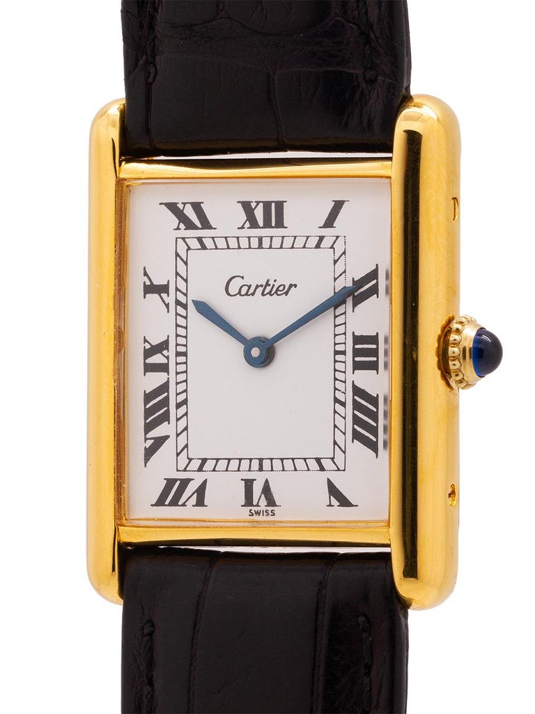 Cartier Lady Tank Louis 18 Karat ElectroPlate, circa 1970s at 1stDibs