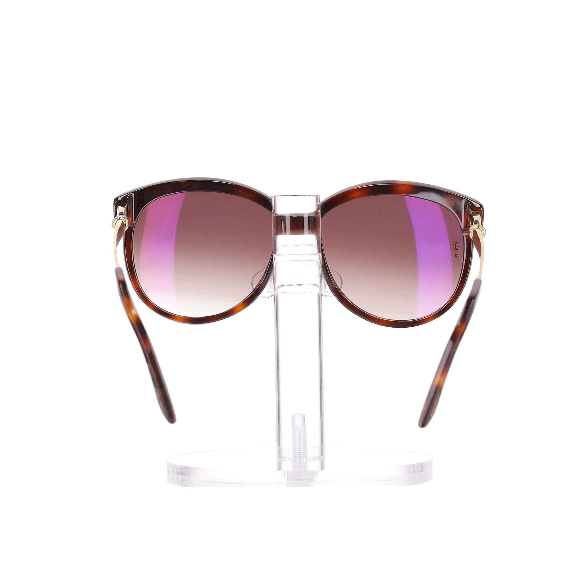 Marrone Occhiali da sole Cartier Lady Trinity Tartaruga in vendita