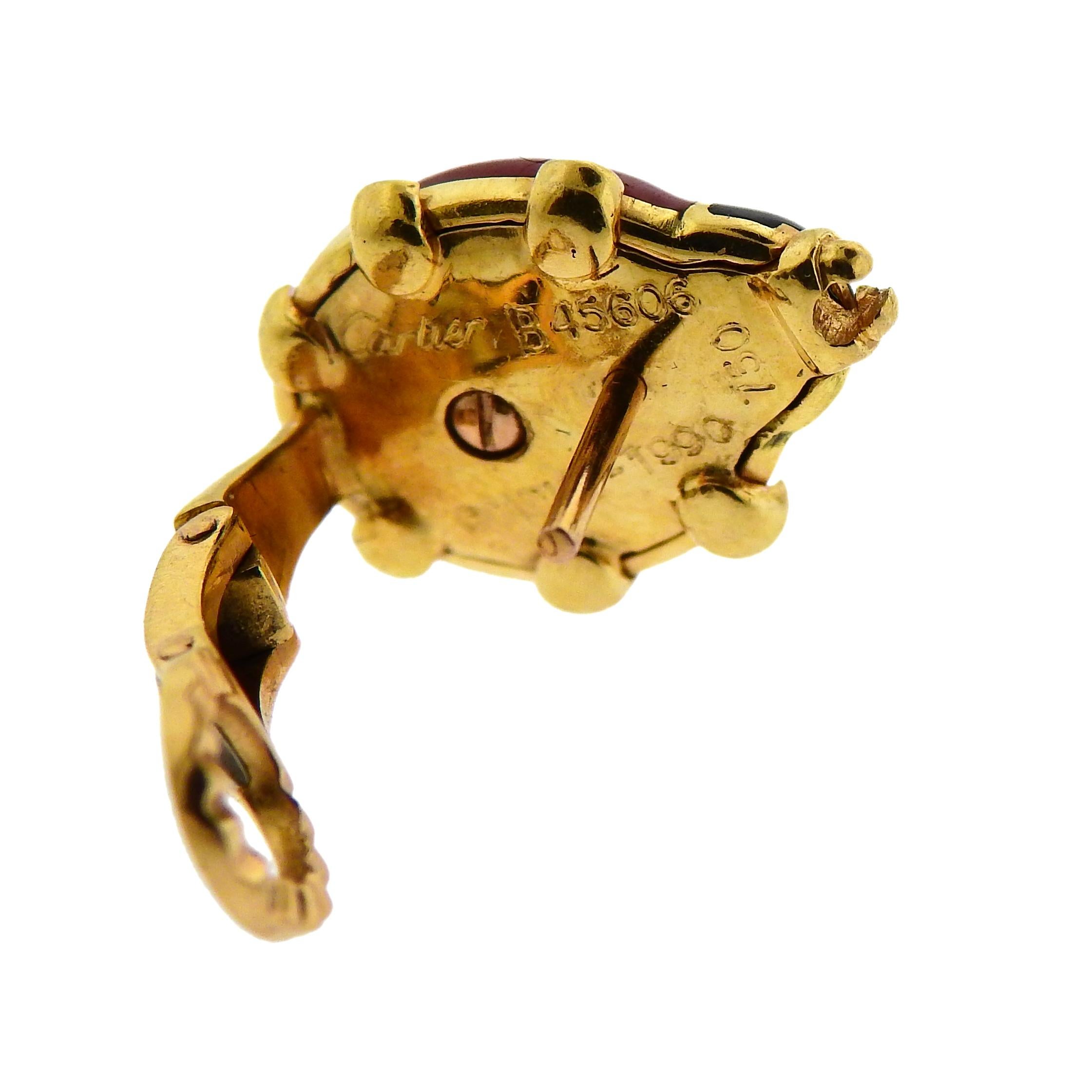 Women's Cartier Ladybug Enamel Gold Earrings