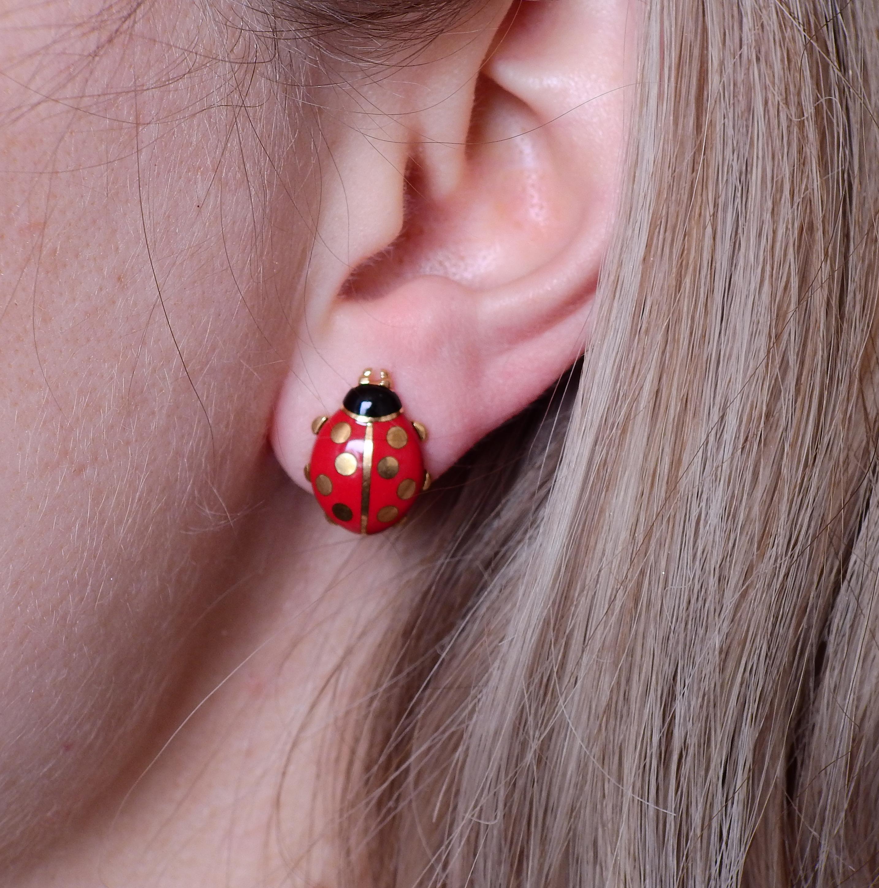 gold ladybug earrings