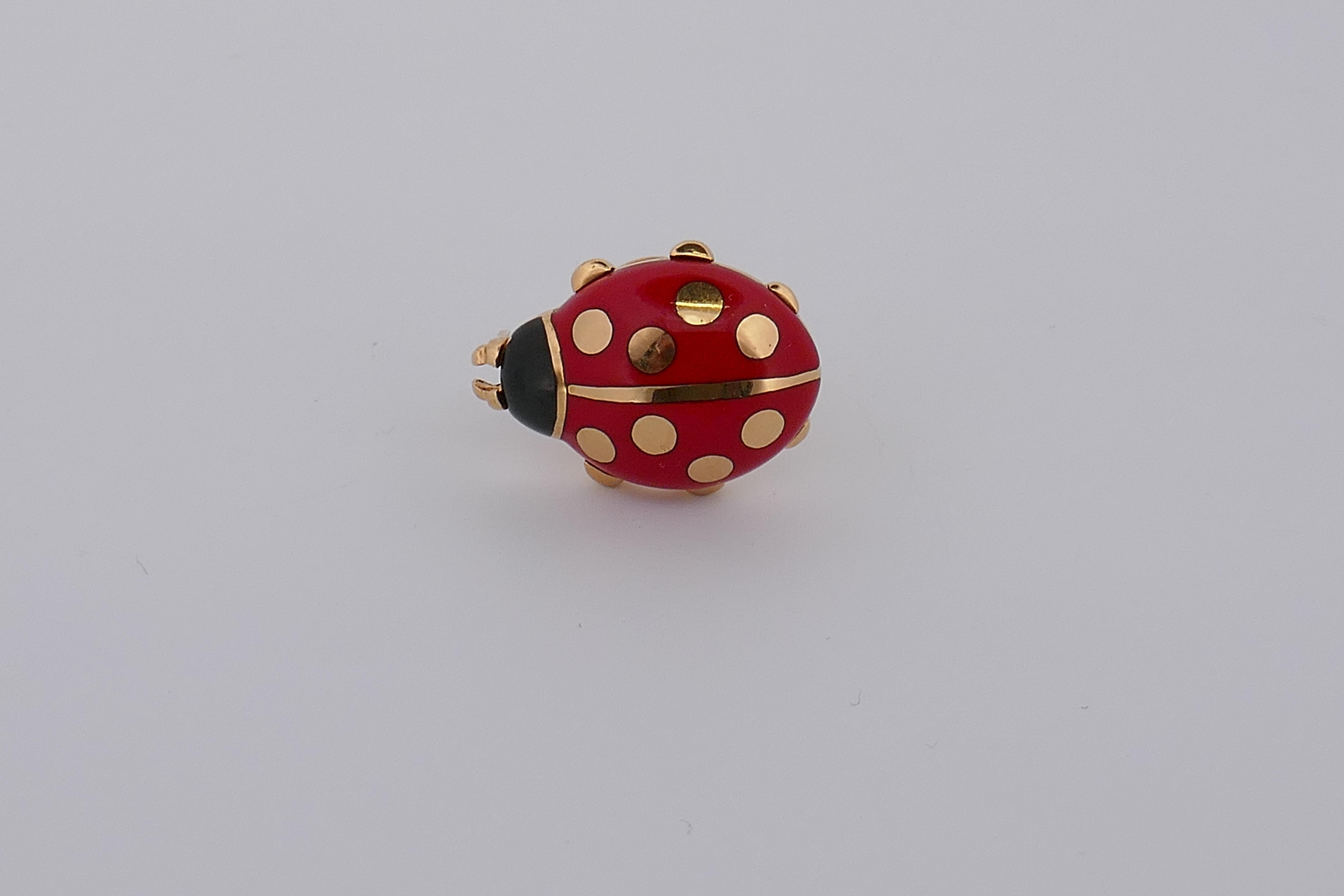 Cartier Ladybug Pin Gold Enamel 1