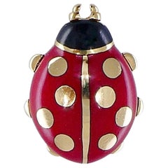 Retro Cartier Ladybug Pin Gold Enamel