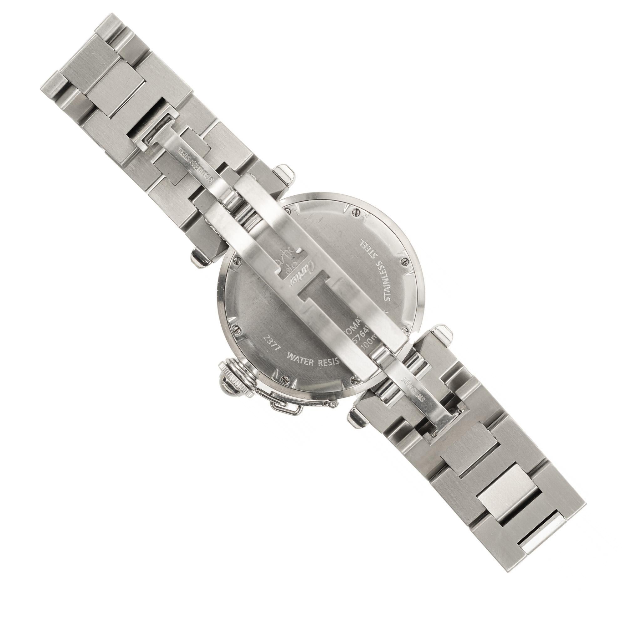 Women's Cartier Lady's Pasha GMT Automatic Stainless Steel Wristwatch For Sale
