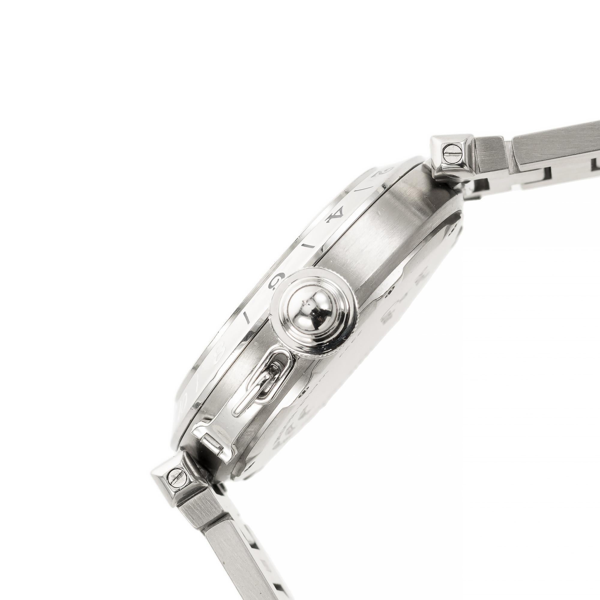 Cartier Lady's Pasha GMT Automatik-Armbanduhr aus Edelstahl im Angebot 1