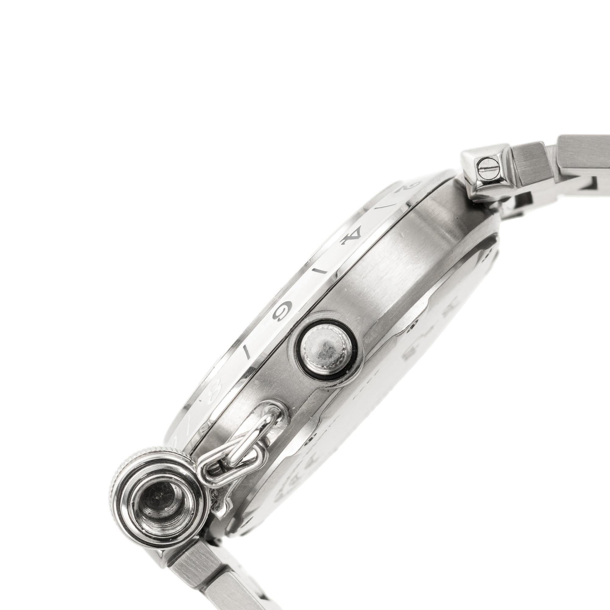 Cartier Lady's Pasha GMT Automatik-Armbanduhr aus Edelstahl im Angebot 2