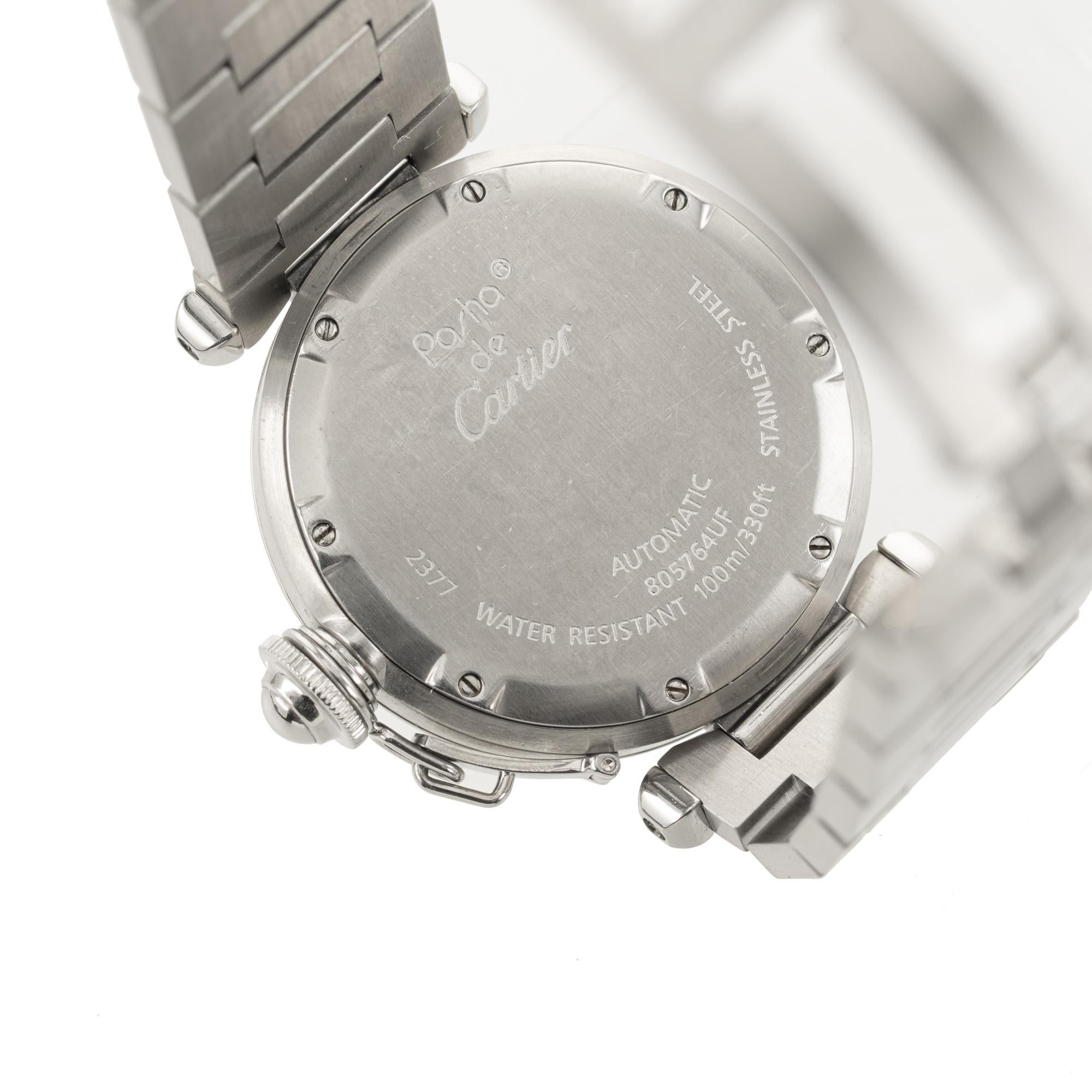 Cartier Lady's Pasha GMT Automatik-Armbanduhr aus Edelstahl im Angebot 5