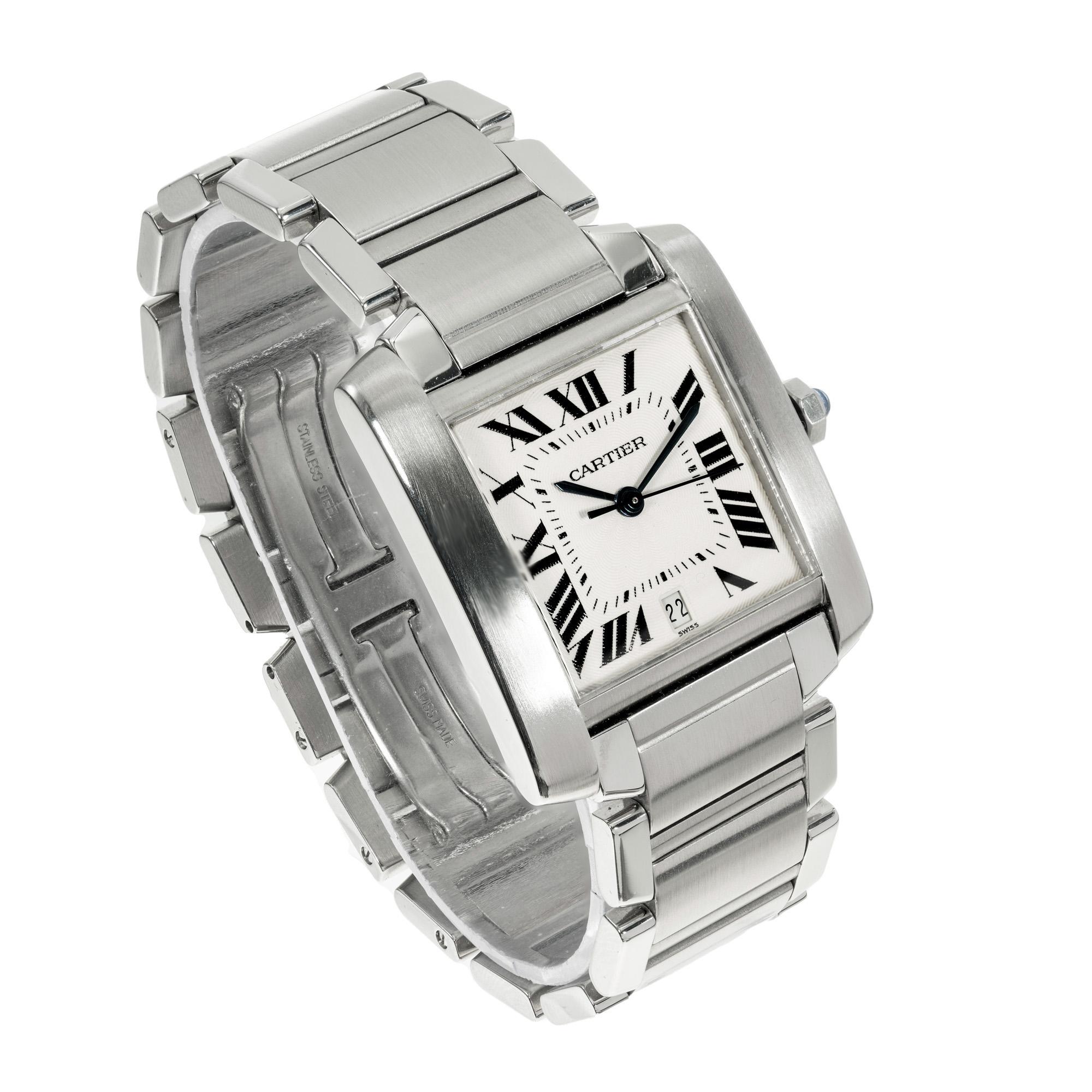 Cartier Lady's Stainless Steel Francaise Tank Wristwatch In Excellent Condition In Stamford, CT