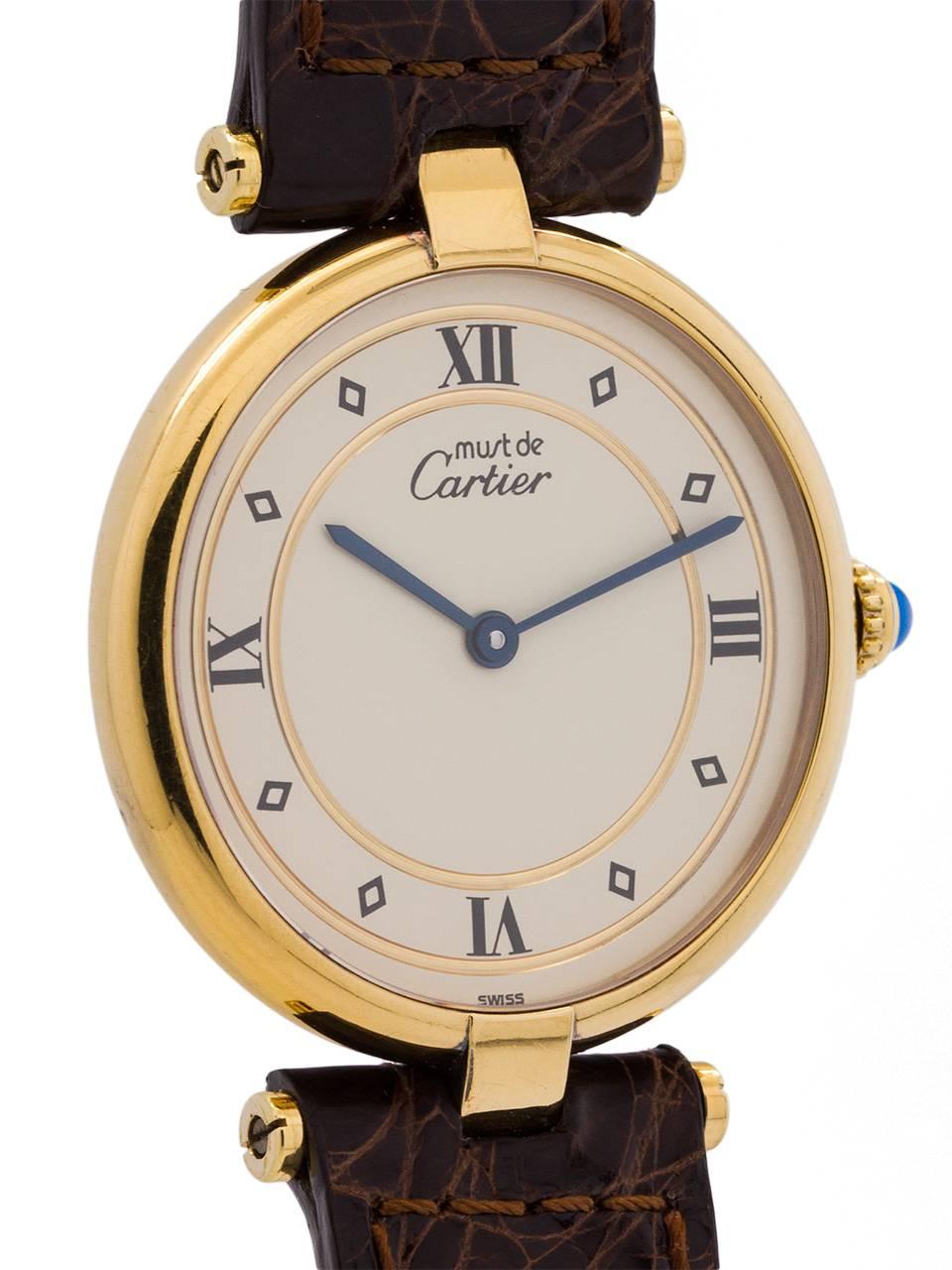 Cartier Man's Vermeil Vendome Tank Quartz Wristwatch, circa 1990s In Excellent Condition In West Hollywood, CA