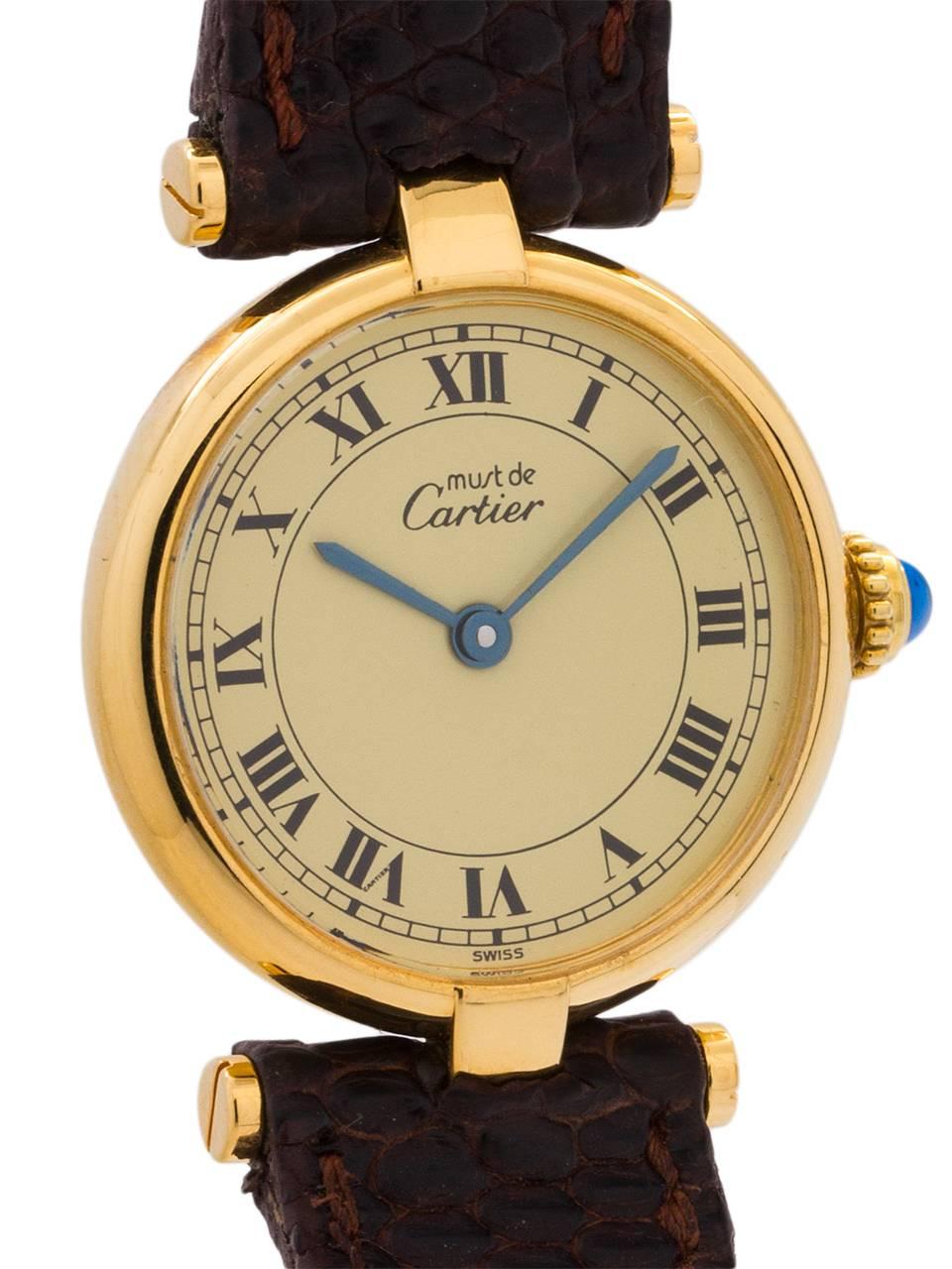 Cartier Ladies Vermeil Vendome Tank quartz wristwatch, circa 1990s In Excellent Condition In West Hollywood, CA